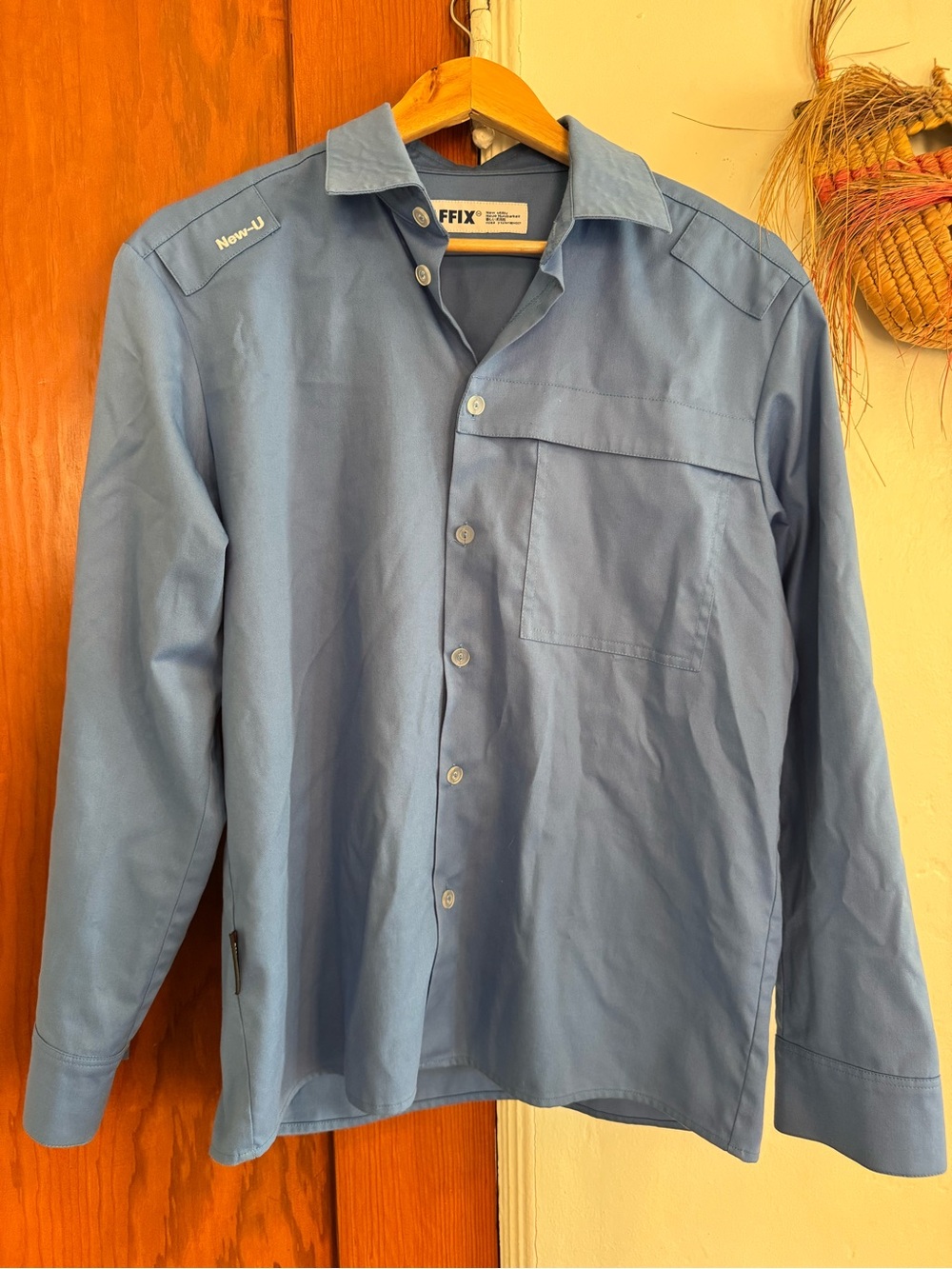 Affix Men's Light Blue Long-Sleeve Utility Button-Down Shirt